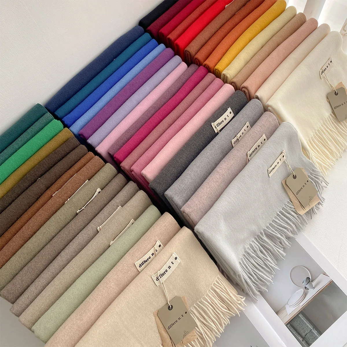 45Colors Solid Winter Scarf for Women Thick Warm Cashmere Shawl Outdoor Luxury Pashmina Bufanda Windproof Scarves Christmas Gift