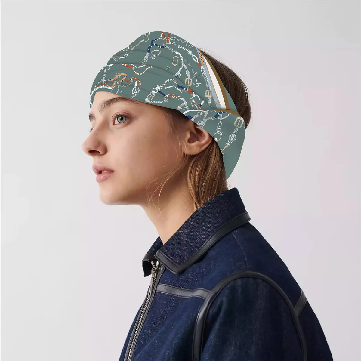 New 90cm Twill Silk Scarf Shawl Luxury Brand Chain Print Square Scarf Women Hijabs Bandana Foulard Neckerchief Head Scarves