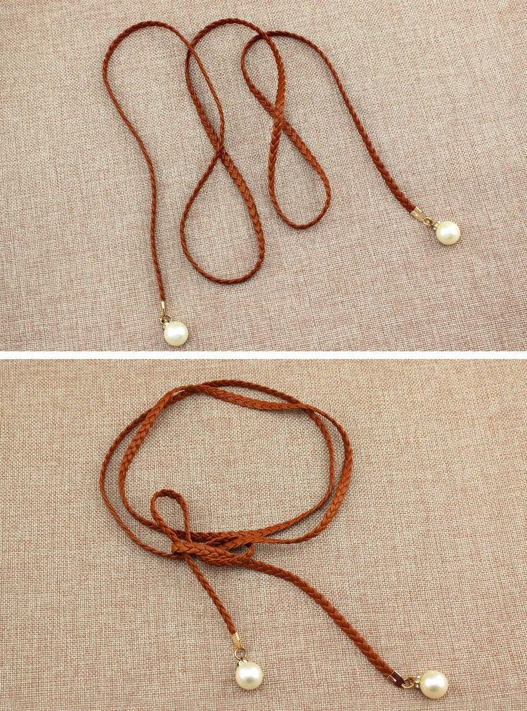 New Arrival Women Fashion Knotted Waist Chain Dress Braided Waist Rope Decorative Pearl Belt for Female