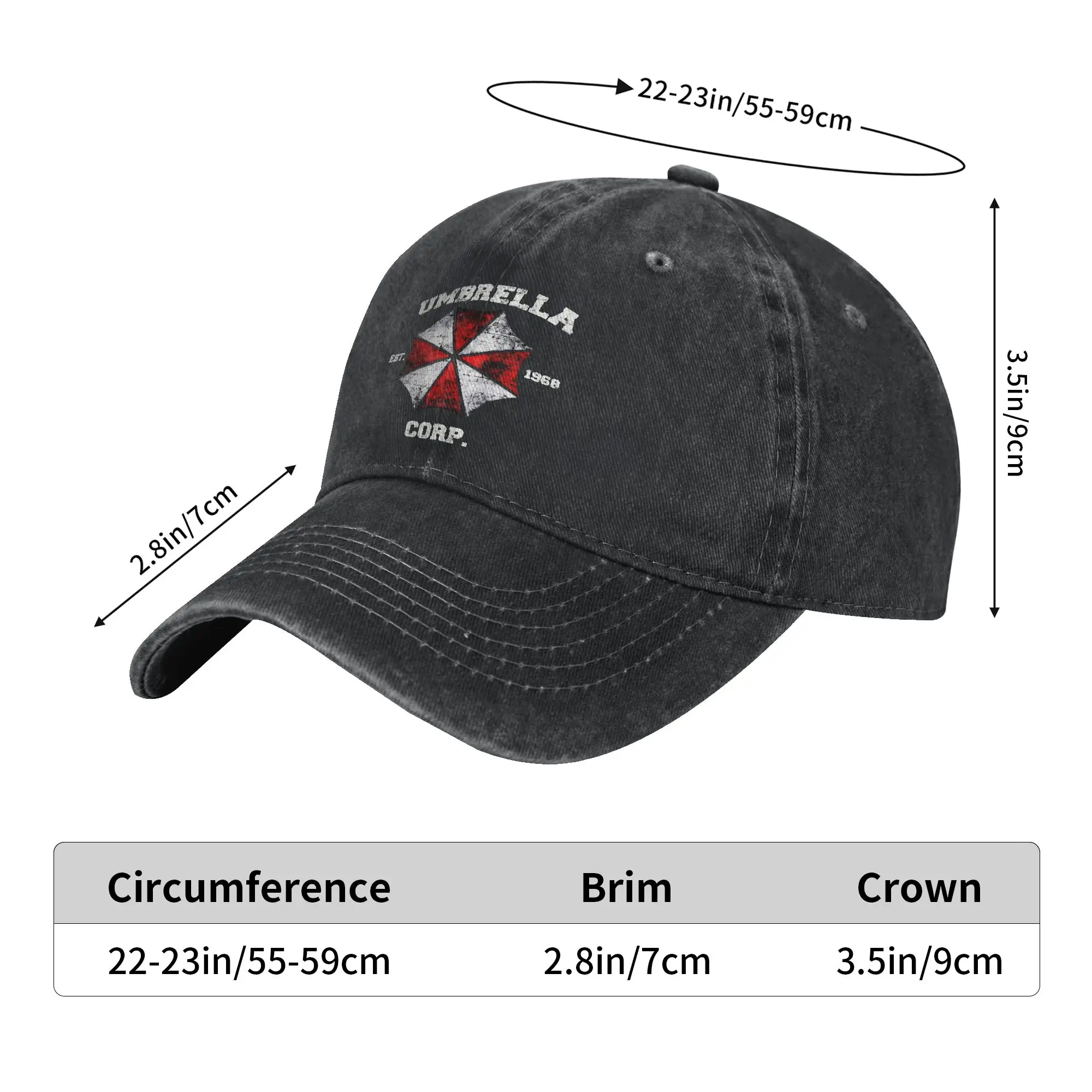Umbrella Corporation Unisex Style Baseball Cap Distressed Washed Caps Hat Retro Outdoor Running Golf Unstructured Soft Sun Cap