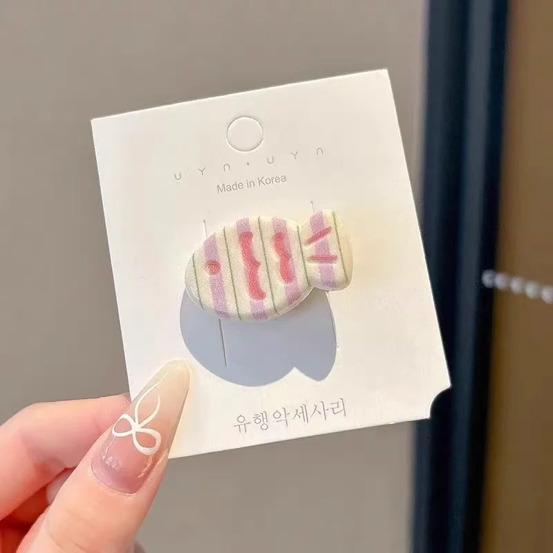 6pcs Cute Girl Cream Wave Small Fish Hair Clip Macaron Small Fish Bangs Cartoon Casual Versatile Girl Headwear Hair Clip