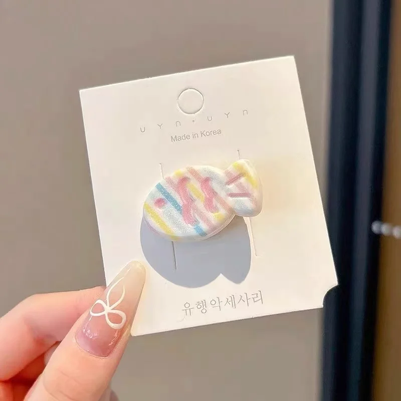 6pcs Cute Girl Cream Wave Small Fish Hair Clip Macaron Small Fish Bangs Cartoon Casual Versatile Girl Headwear Hair Clip
