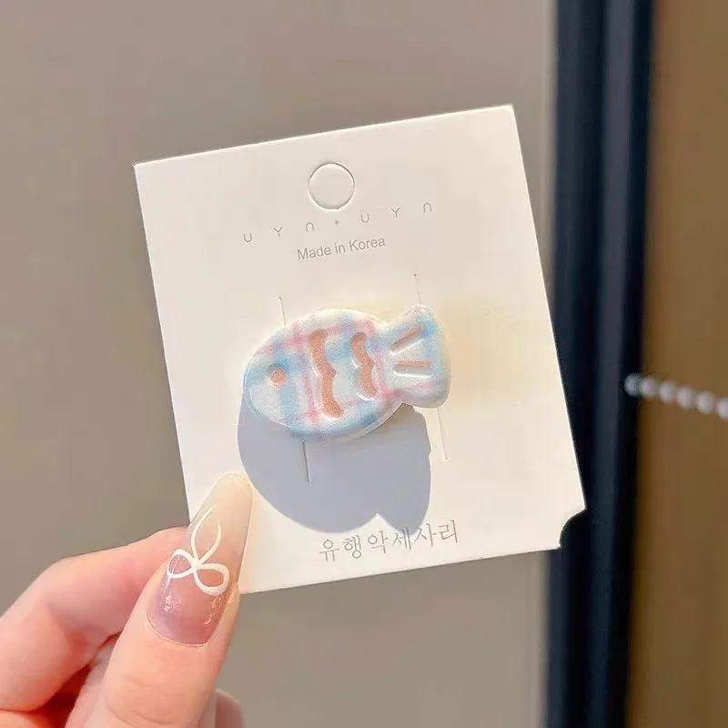 6pcs Cute Girl Cream Wave Small Fish Hair Clip Macaron Small Fish Bangs Cartoon Casual Versatile Girl Headwear Hair Clip