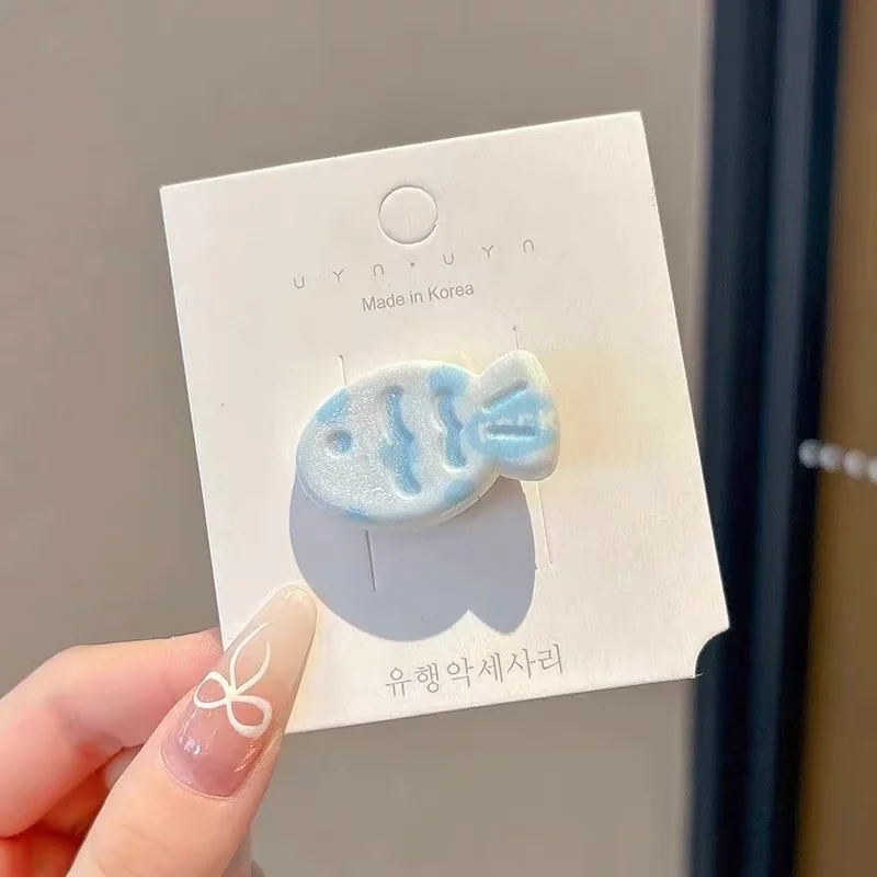6pcs Cute Girl Cream Wave Small Fish Hair Clip Macaron Small Fish Bangs Cartoon Casual Versatile Girl Headwear Hair Clip