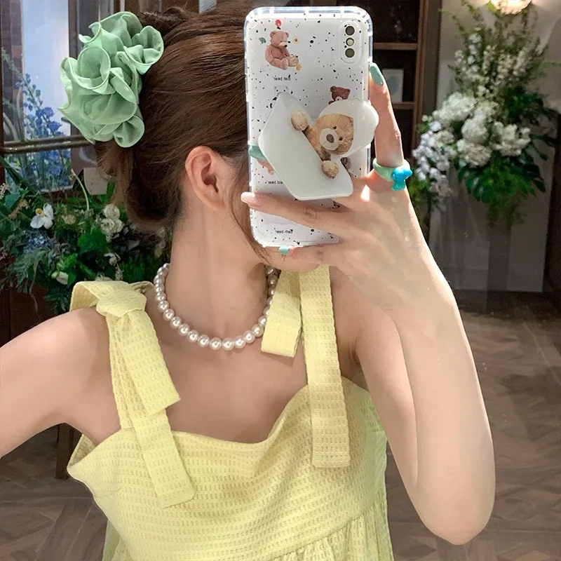 1pc Korean simple mesh flower hair clip updo elegant shark clip back of head hair accessory creative ins hair decoration