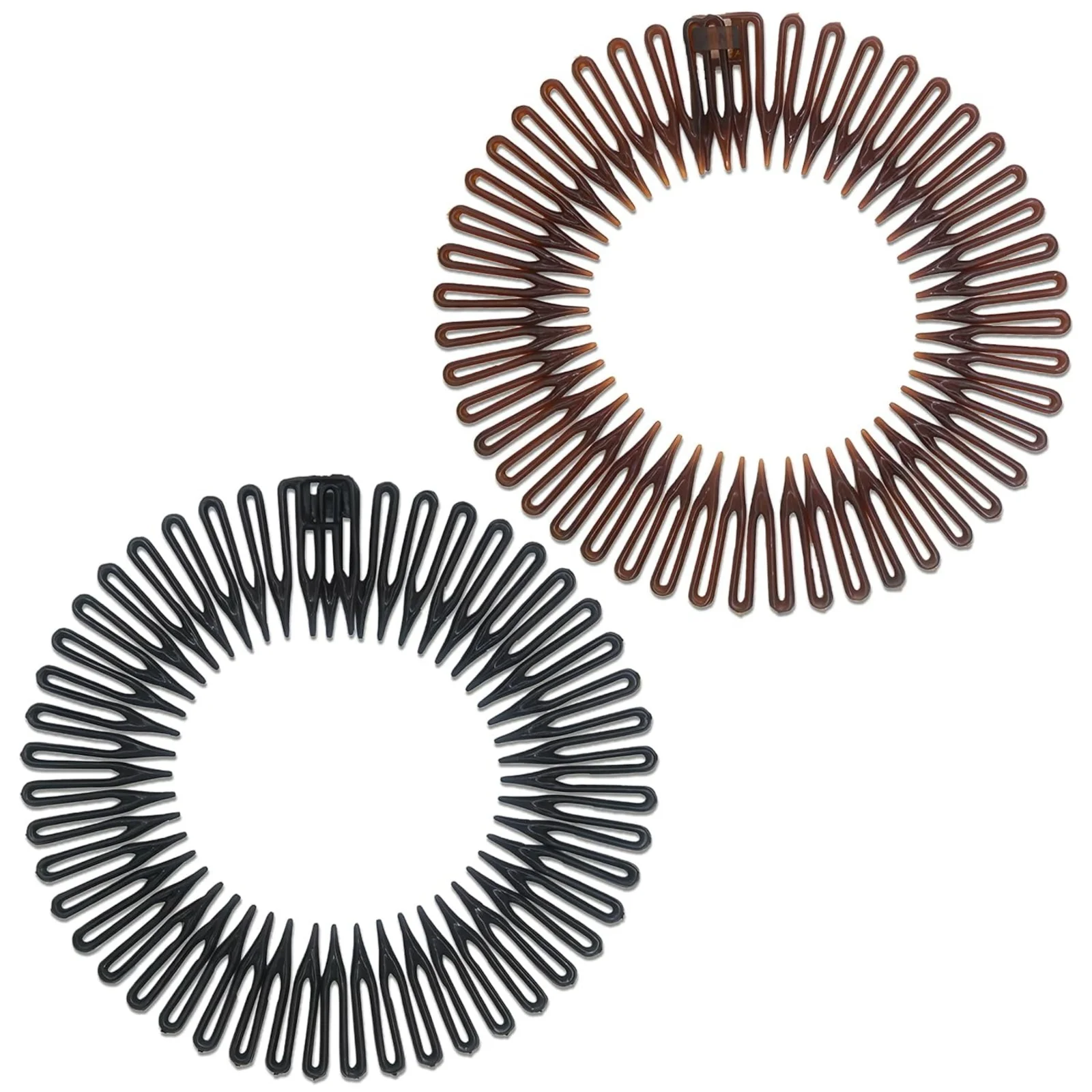 Circle Hair Comb Clips Set, 2 Pcs Black & Brown Hair Accessories, Head-Shaping Hair Styling Tools, Secure Flyaways Hair Clamps