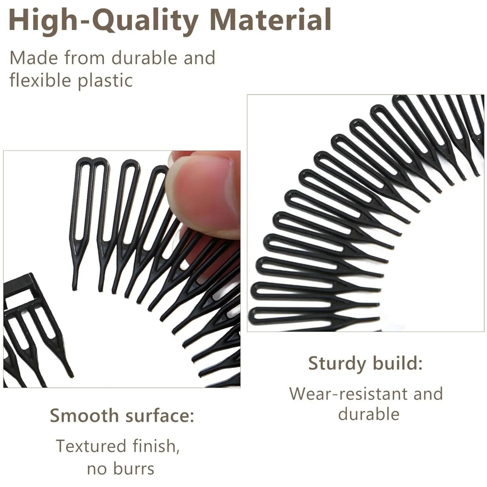 Circle Hair Comb Clips Set, 2 Pcs Black & Brown Hair Accessories, Head-Shaping Hair Styling Tools, Secure Flyaways Hair Clamps