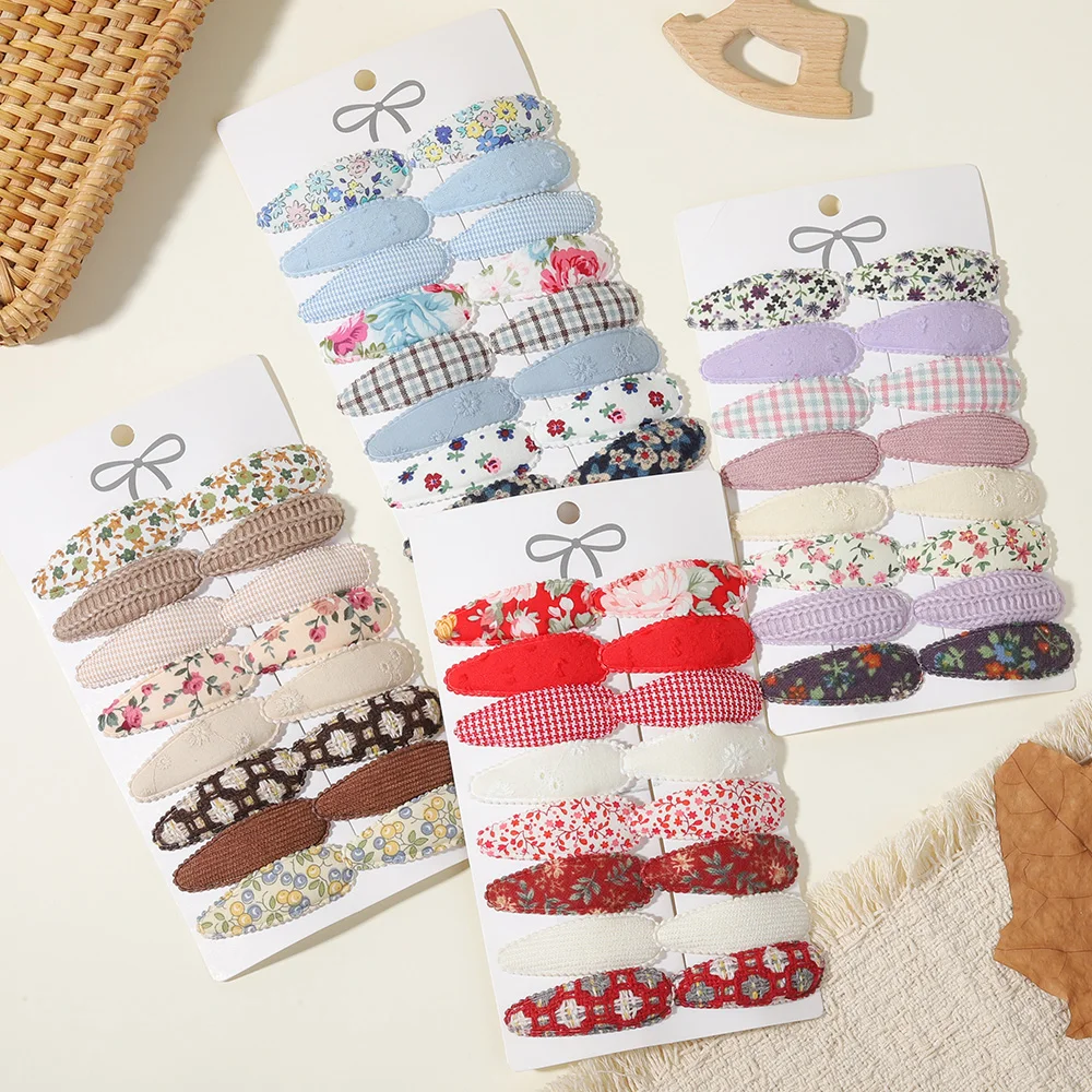 10/16/20PCS Girl Hair Clips Baby BB Clips Floral Candy Color Cotton Hairpin Barrettes 2026 New Style Secure Kid Hair Accessories