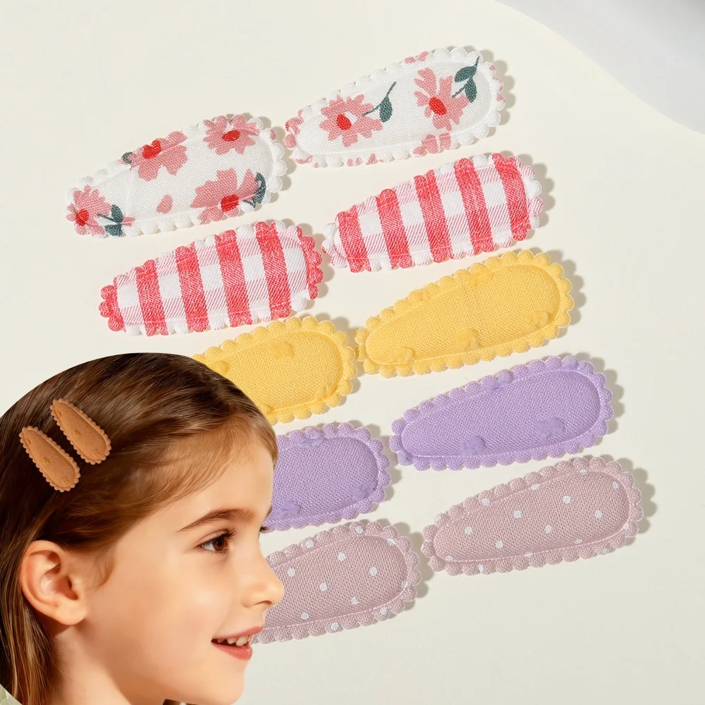 10/16/20PCS Girl Hair Clips Baby BB Clips Floral Candy Color Cotton Hairpin Barrettes 2026 New Style Secure Kid Hair Accessories