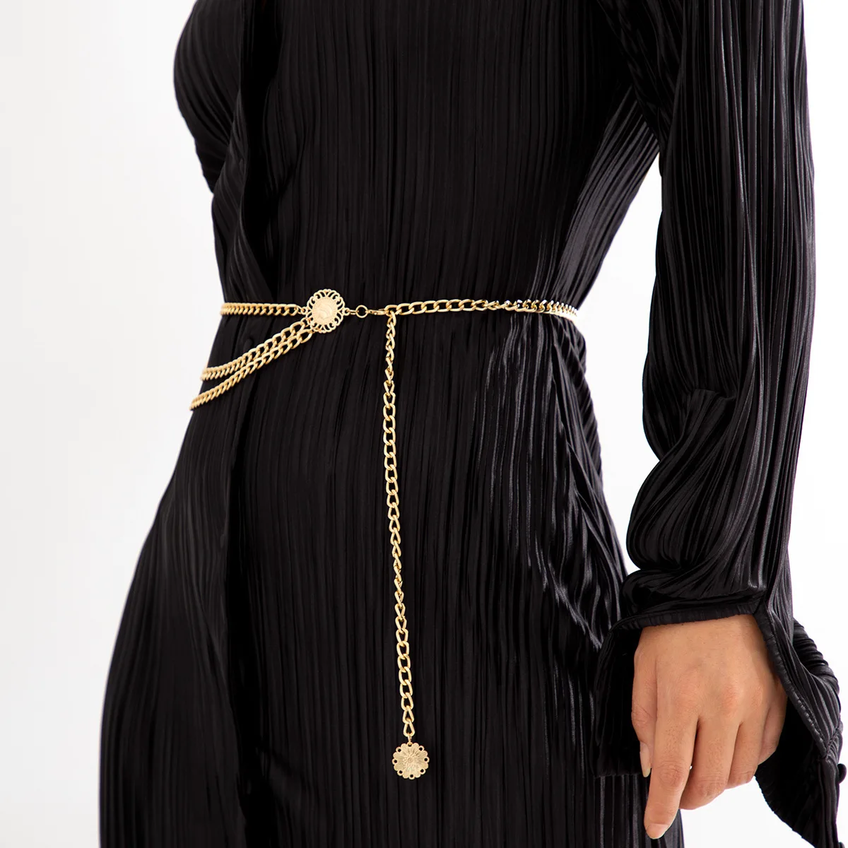 European and American Women's Alloy Multi-layer Exaggerated Body Chain Trendy Retro Queen Head Pendant Versatile Waist Chain