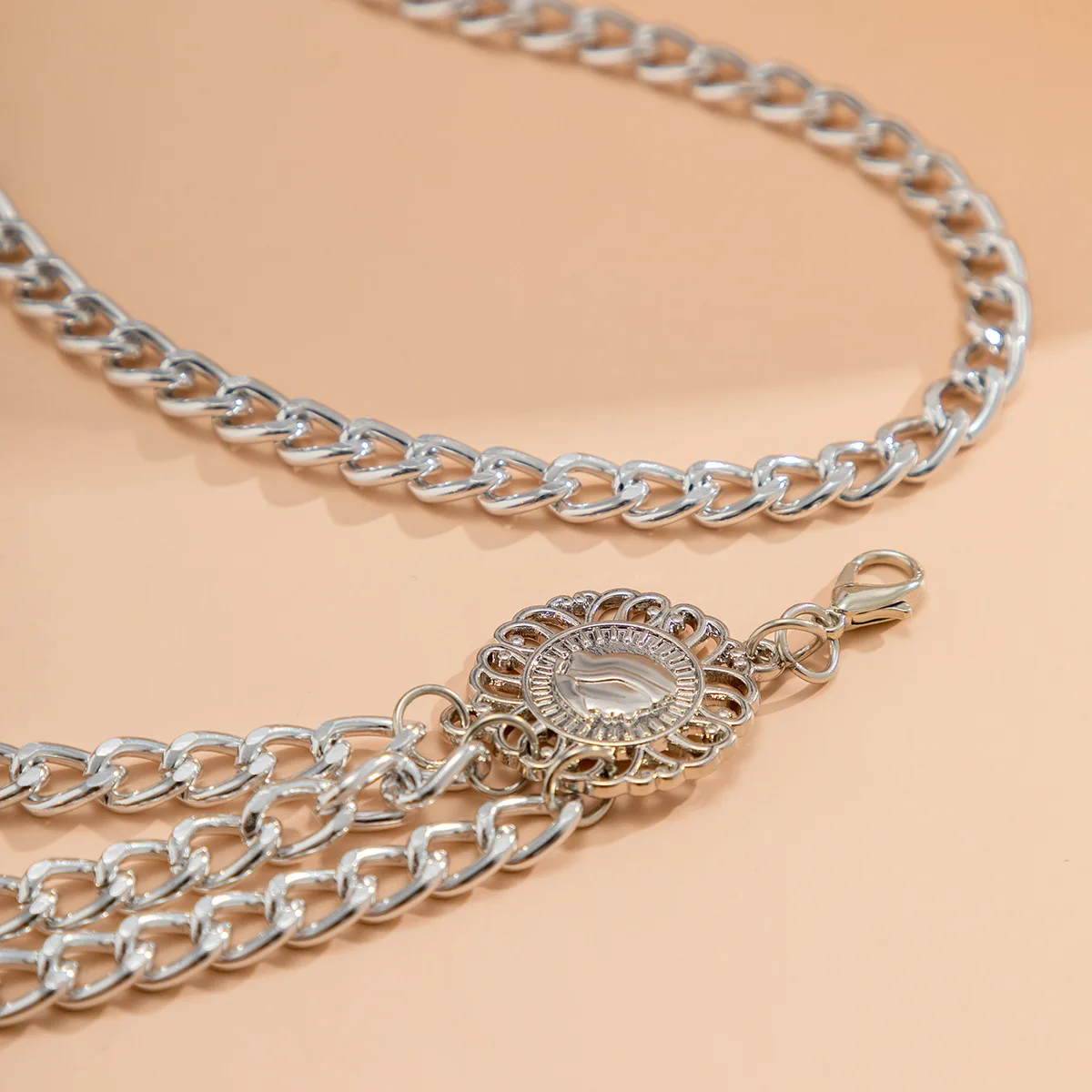 European and American Women's Alloy Multi-layer Exaggerated Body Chain Trendy Retro Queen Head Pendant Versatile Waist Chain