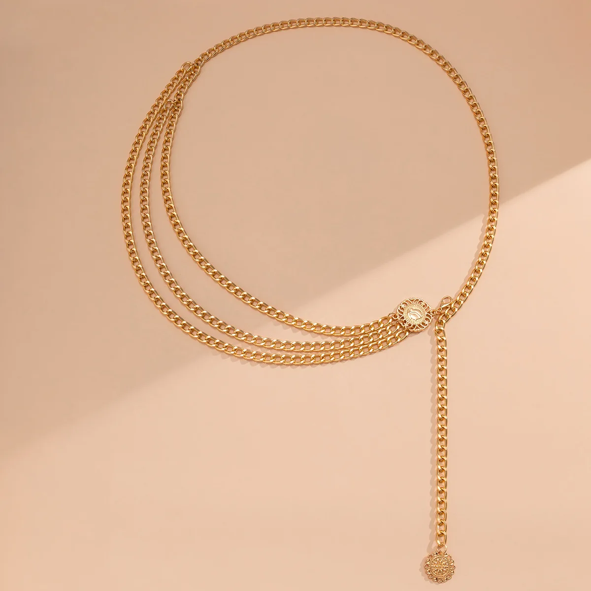 European and American Women's Alloy Multi-layer Exaggerated Body Chain Trendy Retro Queen Head Pendant Versatile Waist Chain