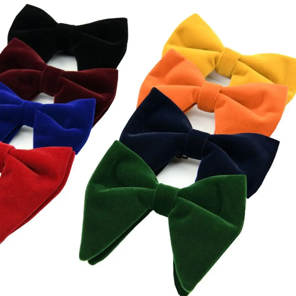 New Velvet Bow Tie Adjustable Solid Mens Oversized Bow Tie Big Bow Tie Wedding Party