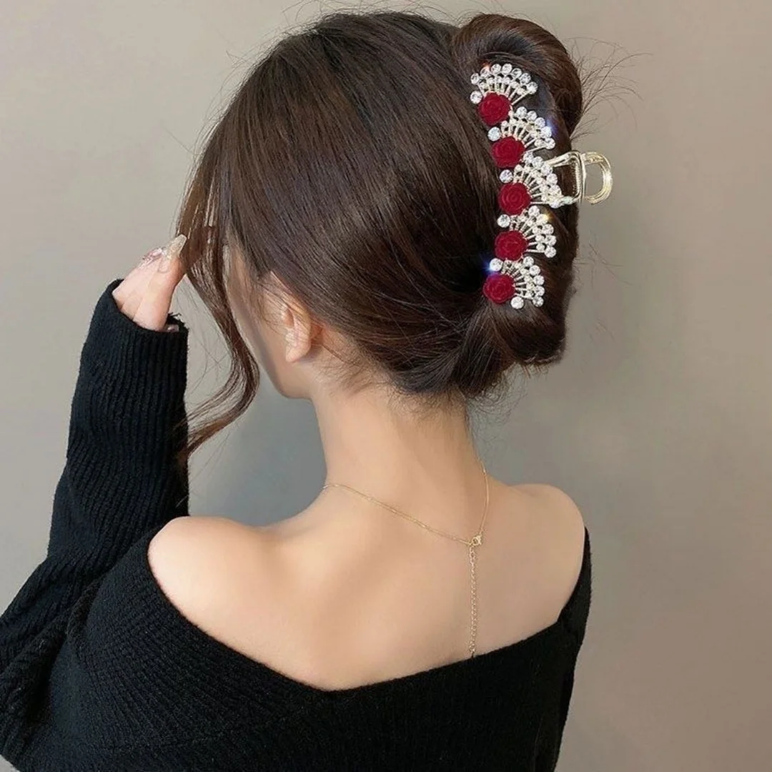 New Style Rose High-End Updo Ancient Style Hair Clip Back of the Head Shark Clip Hairpin Hair Accessory