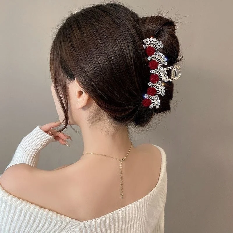New Style Rose High-End Updo Ancient Style Hair Clip Back of the Head Shark Clip Hairpin Hair Accessory