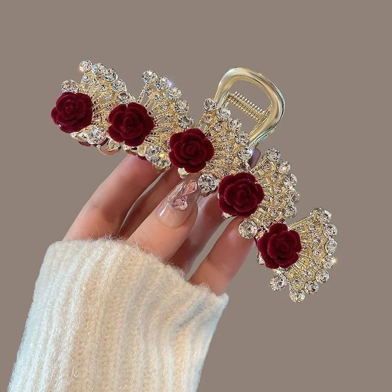 New Style Rose High-End Updo Ancient Style Hair Clip Back of the Head Shark Clip Hairpin Hair Accessory