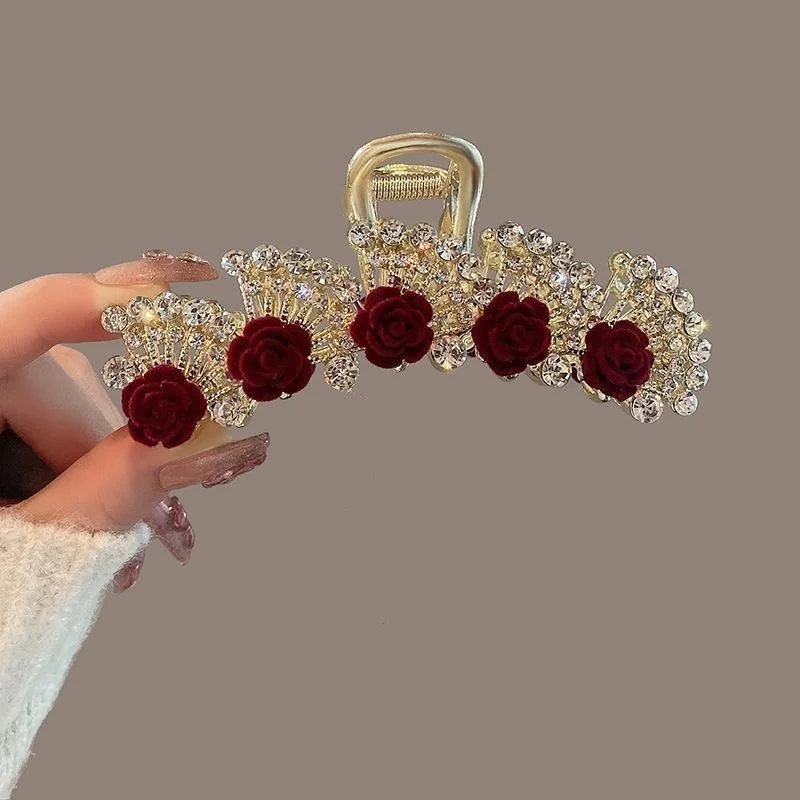 New Style Rose High-End Updo Ancient Style Hair Clip Back of the Head Shark Clip Hairpin Hair Accessory