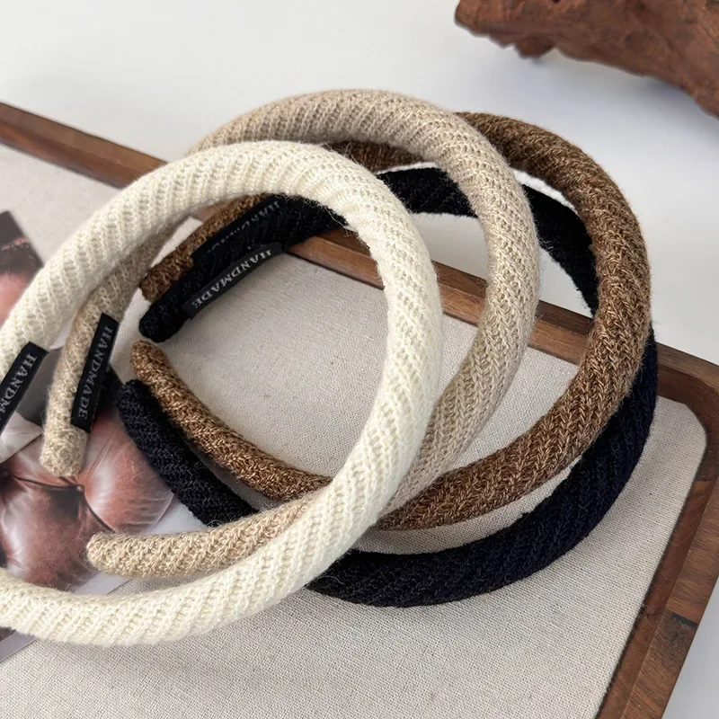 Autumn/spring New Woolen Knitting Twill Headband for Woman Girl Retro Elegant Hair Hoop Hair Band Lady Fashion Hair Accessories