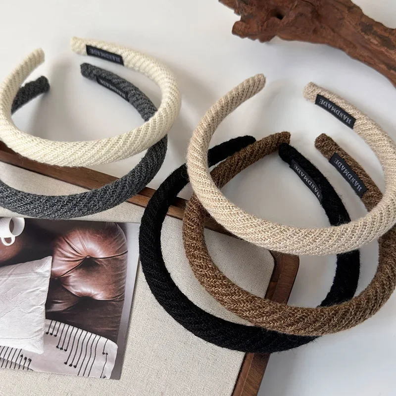 Autumn/spring New Woolen Knitting Twill Headband for Woman Girl Retro Elegant Hair Hoop Hair Band Lady Fashion Hair Accessories