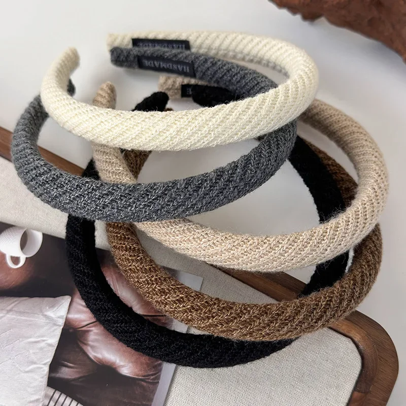 Autumn/spring New Woolen Knitting Twill Headband for Woman Girl Retro Elegant Hair Hoop Hair Band Lady Fashion Hair Accessories