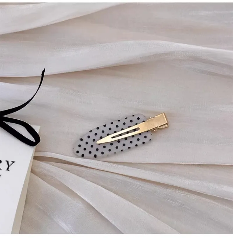 Vintage Black White Polka Dot Hair Clips Y2K Fashion Hairpins Korean Ins No-Trace Barrettes Minimalist Hair Styling Accessories