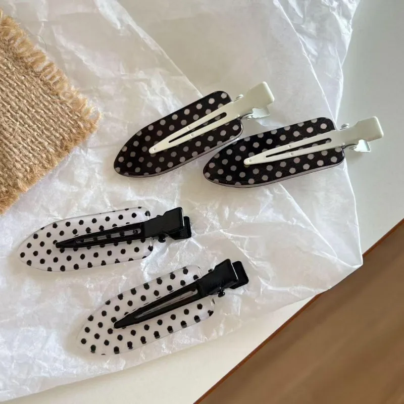 Vintage Black White Polka Dot Hair Clips Y2K Fashion Hairpins Korean Ins No-Trace Barrettes Minimalist Hair Styling Accessories