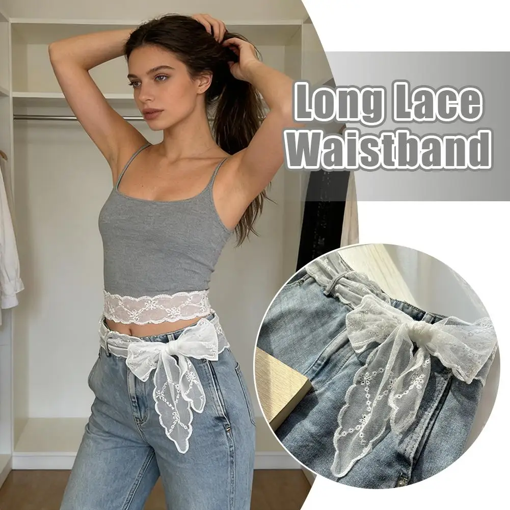 Embroidered White Floral Lace Belt Vintage Sheer Sweet Lace Waist Sash For Jeans, Dresses & Skirts Summer Clothing Accessories
