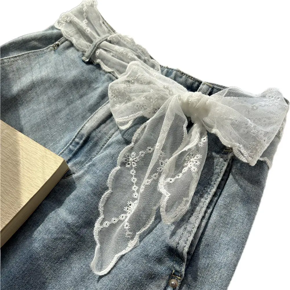 Embroidered White Floral Lace Belt Vintage Sheer Sweet Lace Waist Sash For Jeans, Dresses & Skirts Summer Clothing Accessories