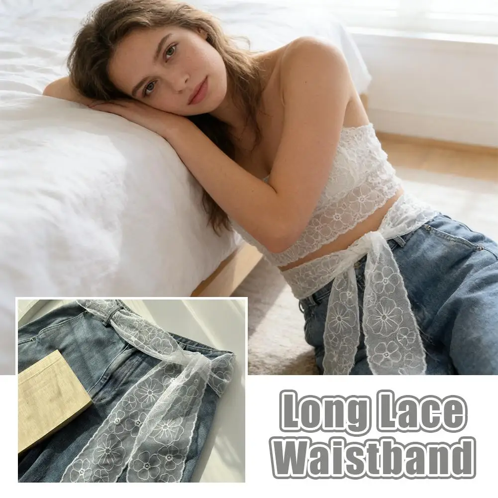 Embroidered White Floral Lace Belt Vintage Sheer Sweet Lace Waist Sash For Jeans, Dresses & Skirts Summer Clothing Accessories