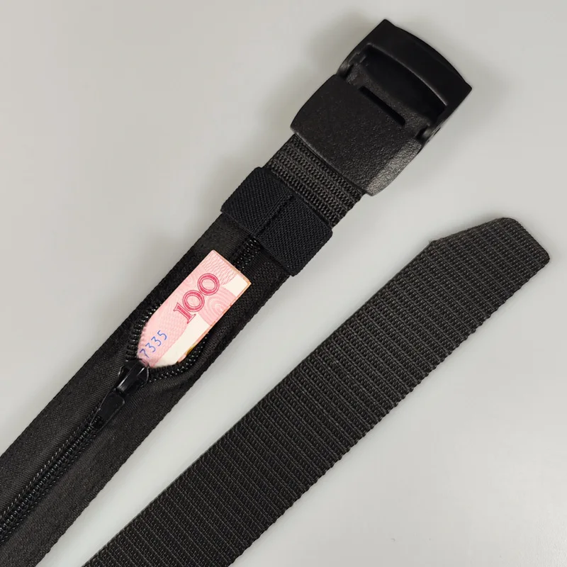 1PC Hidden Money Belt Men's Nylon Tactical Belt Outdoor Anti Theft Zipper Braided Belt With A Secret Money Pocket, 125cm
