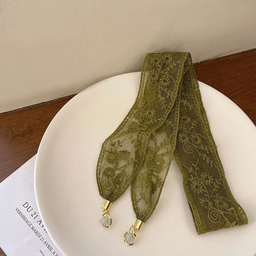 Ribbon Floral Embroidered Lace Ribbon Headbands Long Thin Pendant Sun Hat Lace Trim Hair Ribbon Bag Decoration Hair Accessories