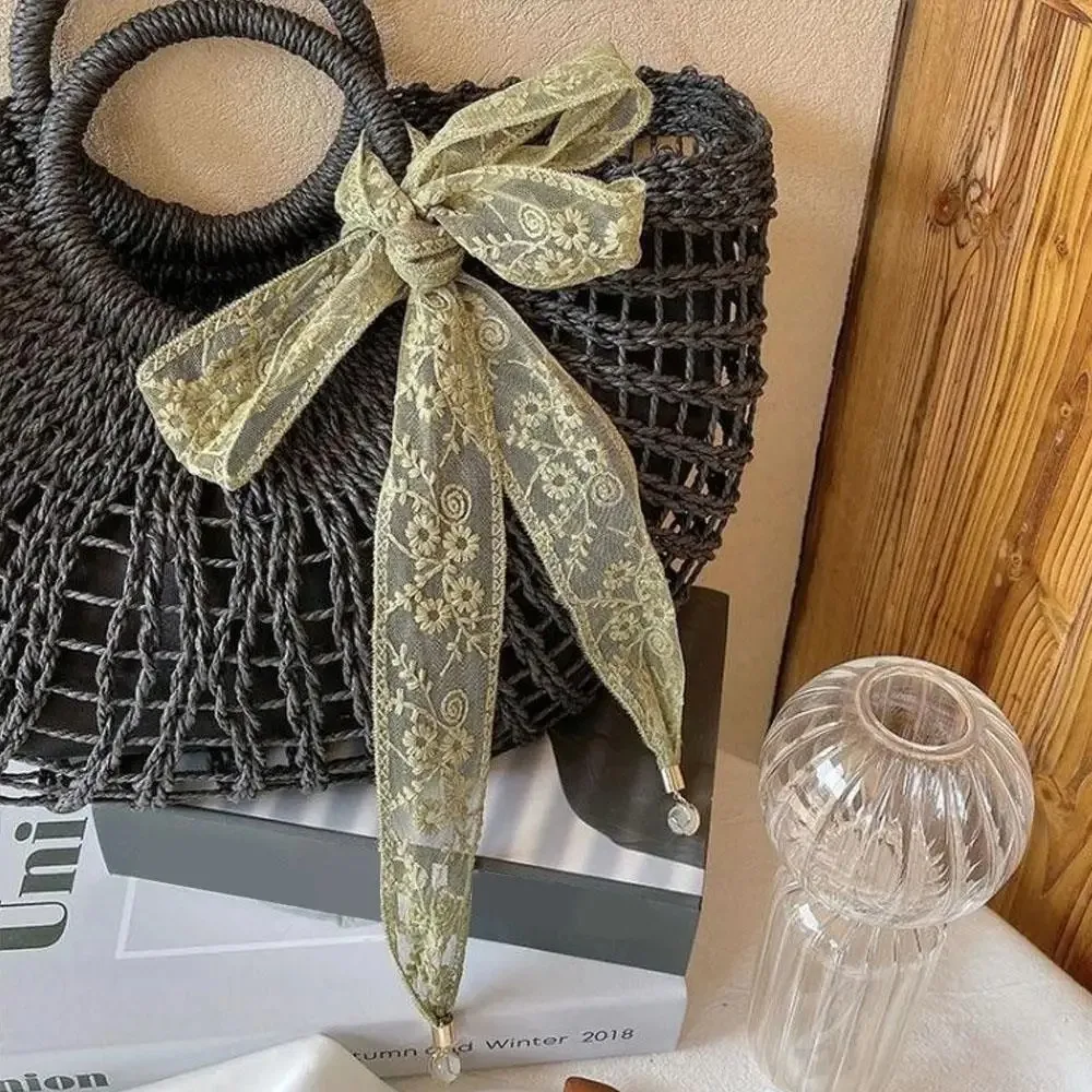 Ribbon Floral Embroidered Lace Ribbon Headbands Long Thin Pendant Sun Hat Lace Trim Hair Ribbon Bag Decoration Hair Accessories