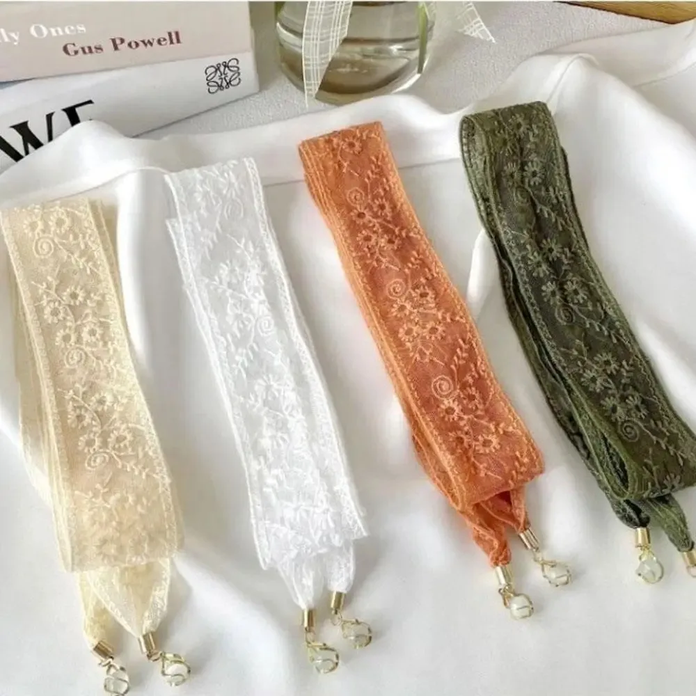 Ribbon Floral Embroidered Lace Ribbon Headbands Long Thin Pendant Sun Hat Lace Trim Hair Ribbon Bag Decoration Hair Accessories