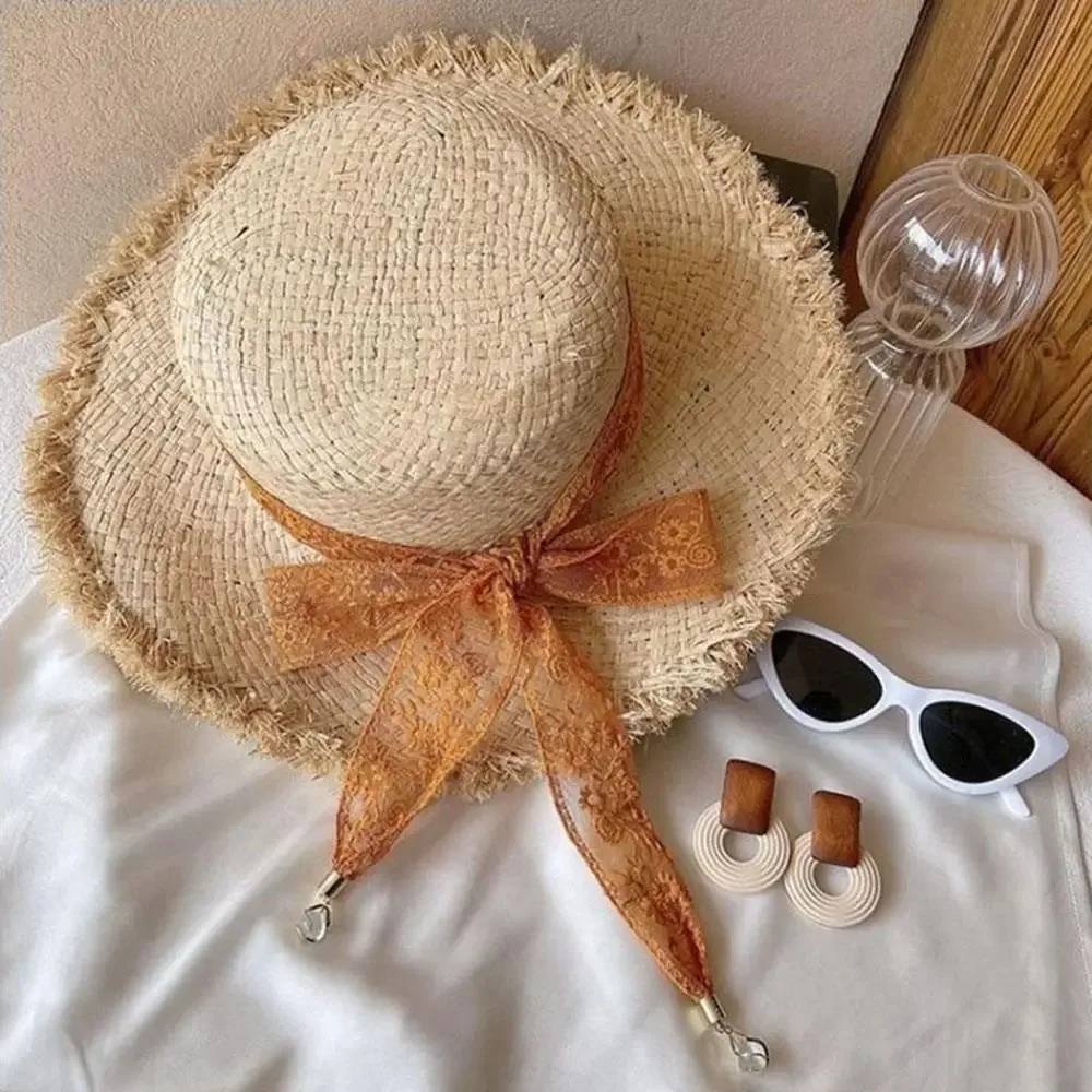 Ribbon Floral Embroidered Lace Ribbon Headbands Long Thin Pendant Sun Hat Lace Trim Hair Ribbon Bag Decoration Hair Accessories