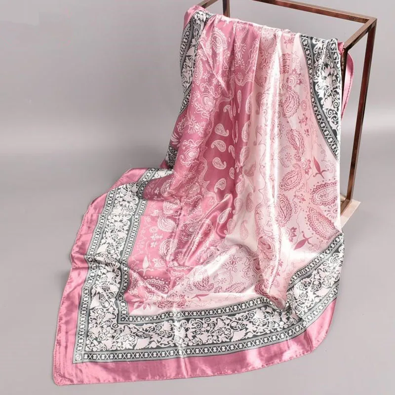 90x90CM Silk Square Scarf Ladies New Luxury Design Popular Shawl The Four Seasons Scarves Women Sunscreen Beach Kerchief Hijab