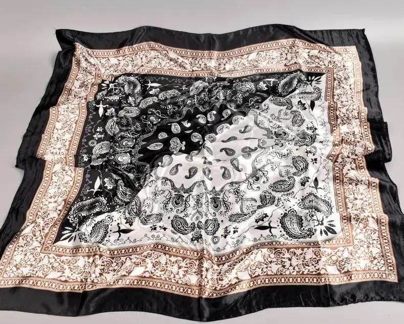 90x90CM Silk Square Scarf Ladies New Luxury Design Popular Shawl The Four Seasons Scarves Women Sunscreen Beach Kerchief Hijab