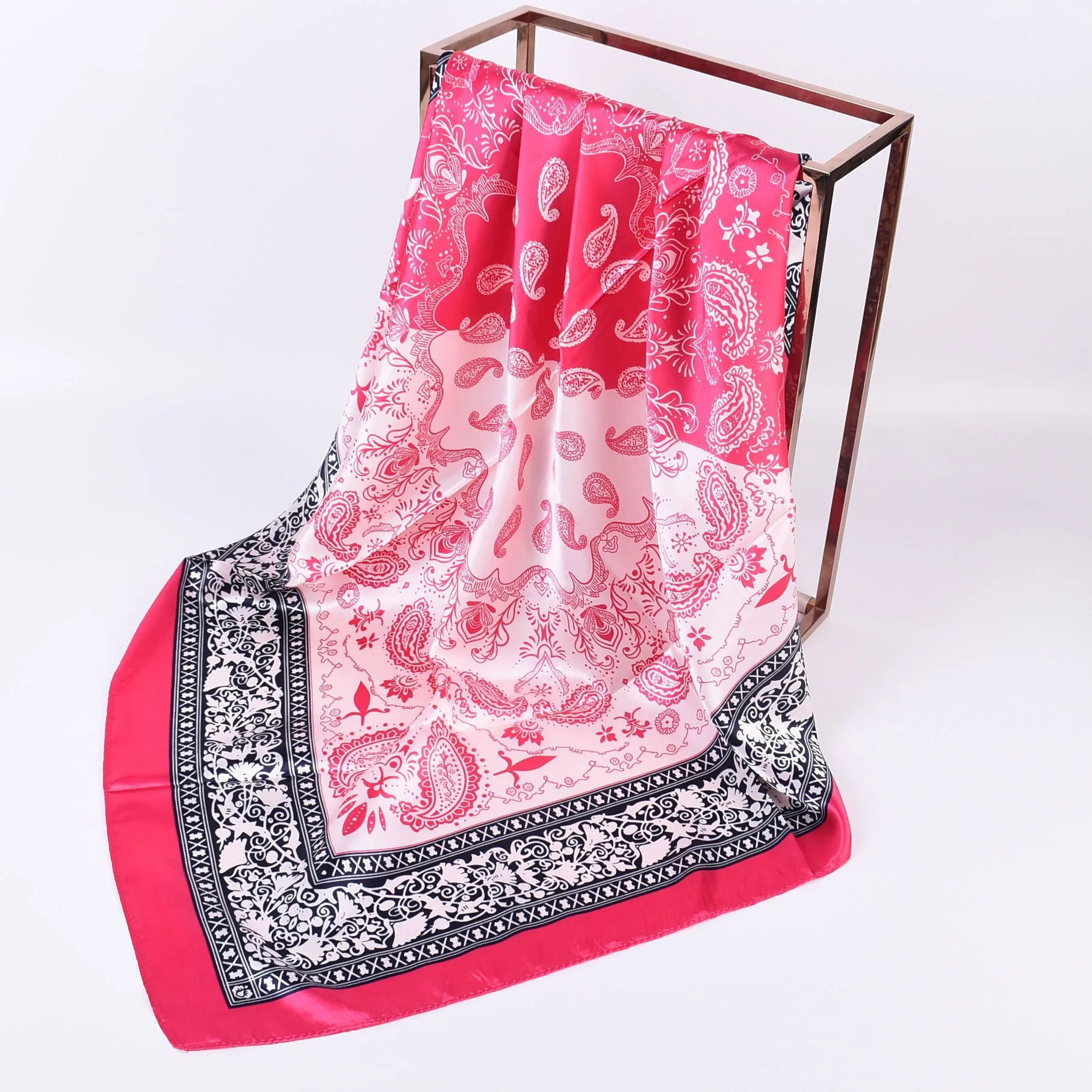 90x90CM Silk Square Scarf Ladies New Luxury Design Popular Shawl The Four Seasons Scarves Women Sunscreen Beach Kerchief Hijab