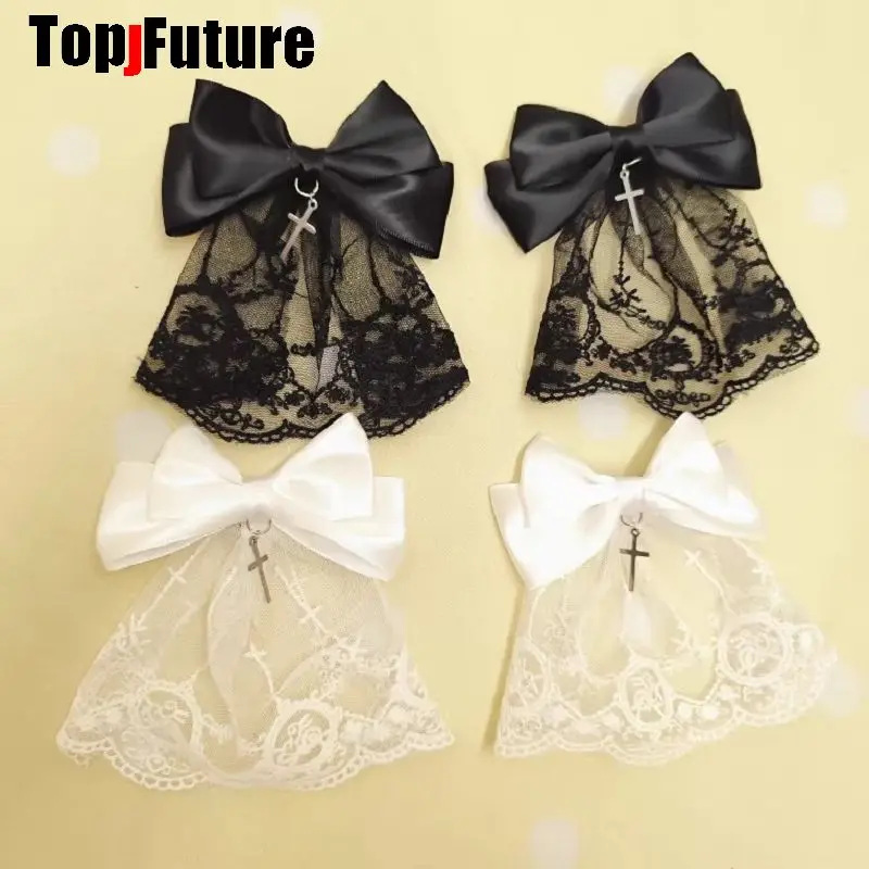 Subculture Personality Steampunk Women Punk Bow Lace Skirt Edge Clip Hair Clip Y2K Girl Harajuku Gothic Hair Clips Pins Hairpin