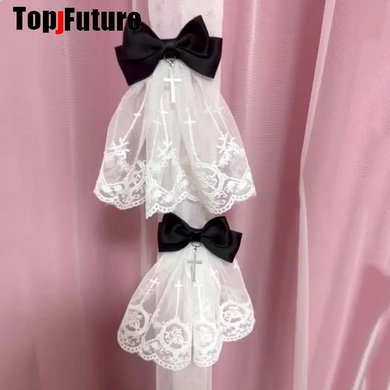 Subculture Personality Steampunk Women Punk Bow Lace Skirt Edge Clip Hair Clip Y2K Girl Harajuku Gothic Hair Clips Pins Hairpin