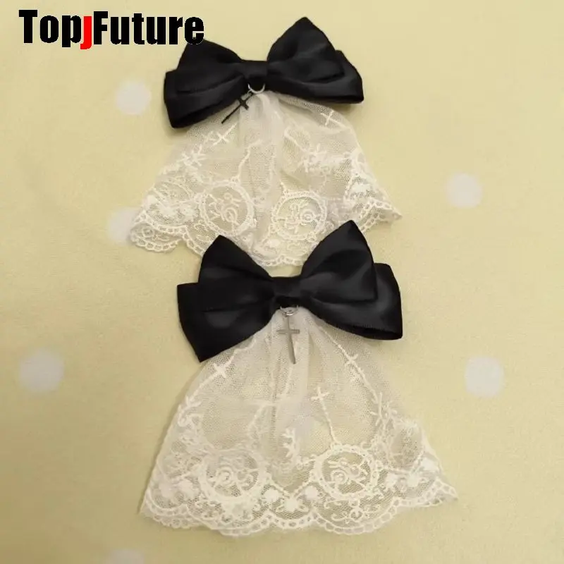 Subculture Personality Steampunk Women Punk Bow Lace Skirt Edge Clip Hair Clip Y2K Girl Harajuku Gothic Hair Clips Pins Hairpin