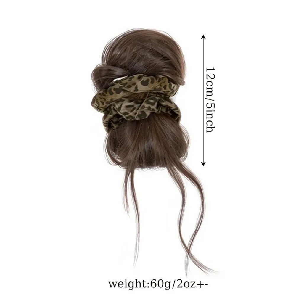 Low Updo Messy Bun Synthetic Hair Bun Leopard Print Wig Hair Extensions Claw Clip Wig Synthetic Hair Extensions Clip Women