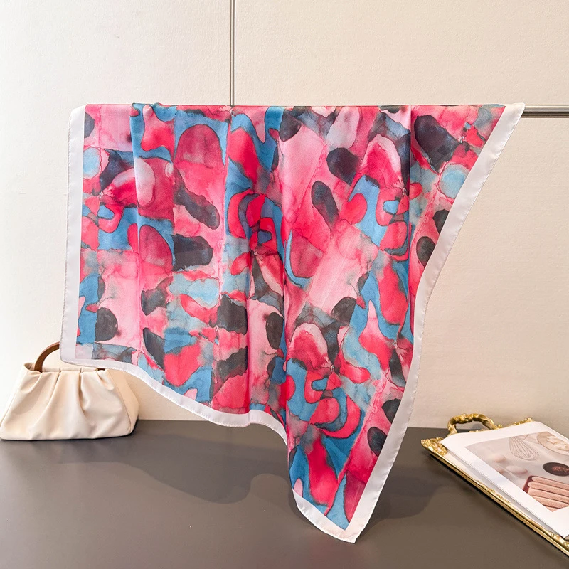 Women Spring Summer Square Scarf 70*70cm Satin Silk Scarves Headscarf Female Foulard Beach Bandana Ladies Neckerchief Hair band