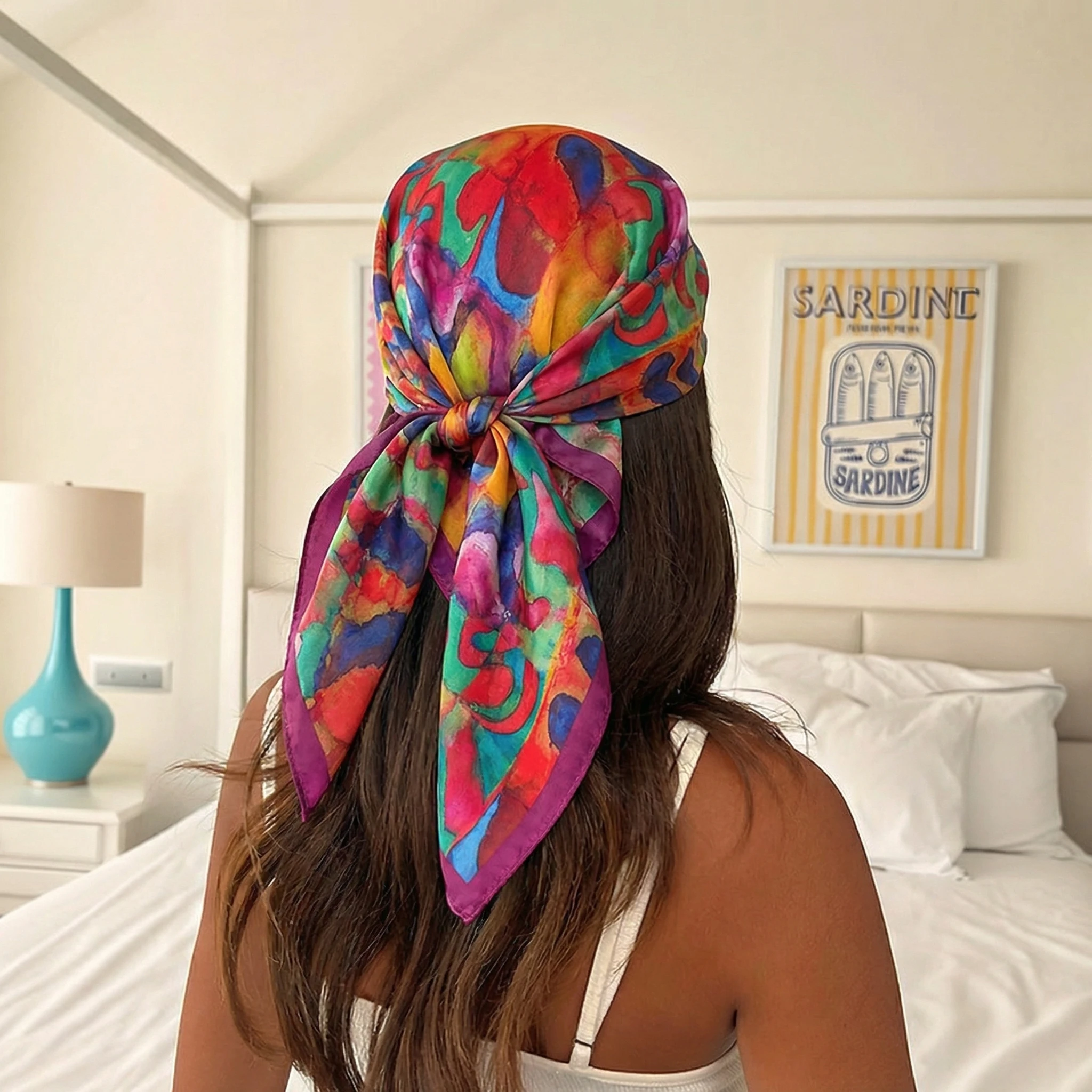 Women Spring Summer Square Scarf 70*70cm Satin Silk Scarves Headscarf Female Foulard Beach Bandana Ladies Neckerchief Hair band