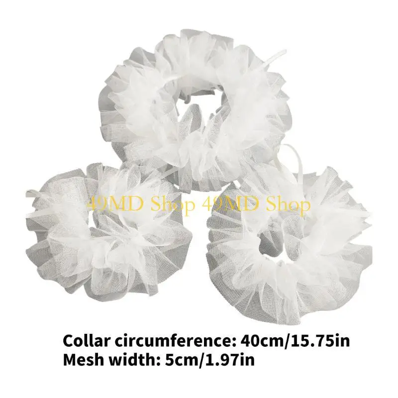49MD Renaissances Victorian Neck Ruff Mesh Ruffled False Collar and Wrist Cuffs for Historical Themed Event Colonial Costume
