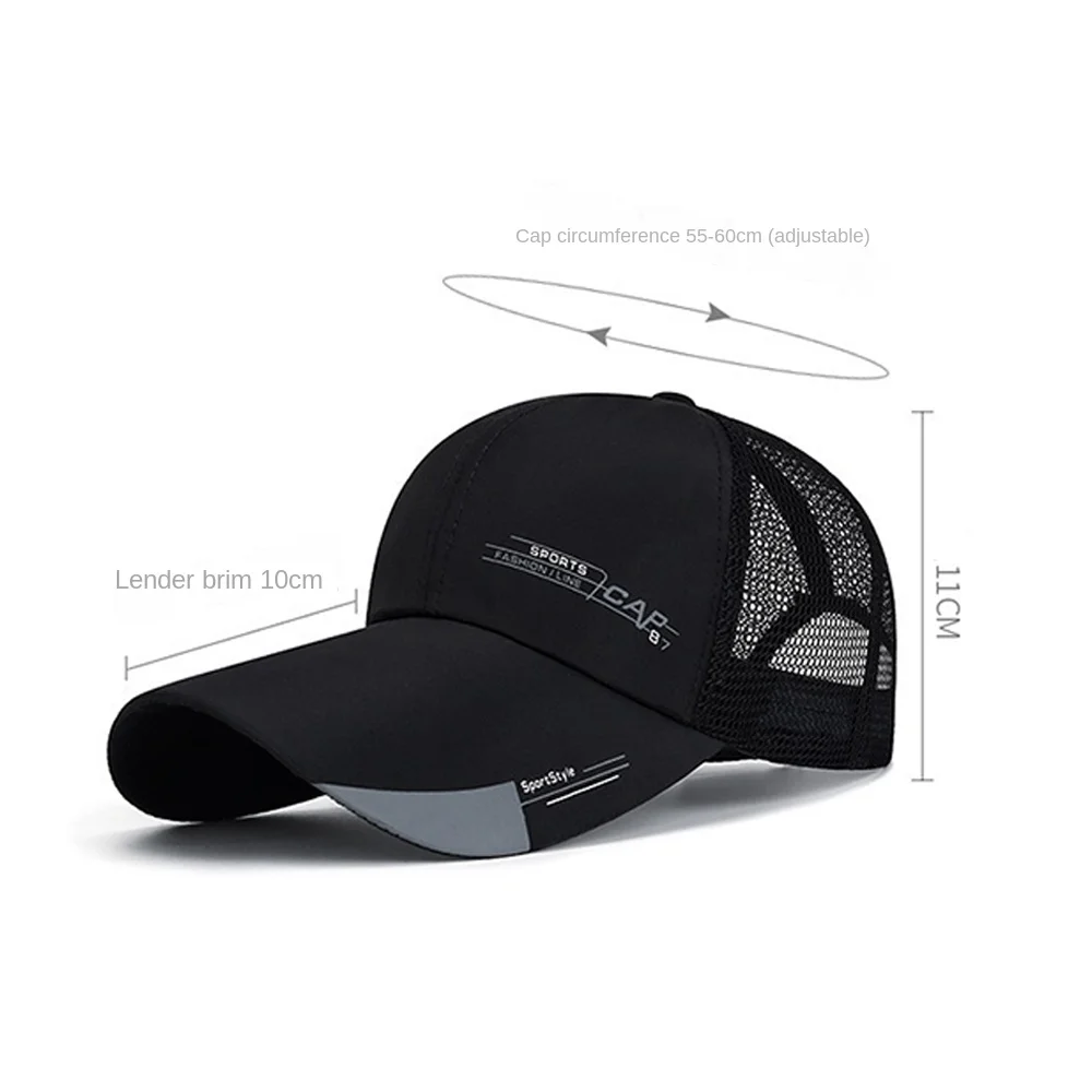 Casual Wide Brim Mesh Baseball Cap Breathable Adjustable Sun Visor Hat Quick-drying Hip Hop Hats Summer