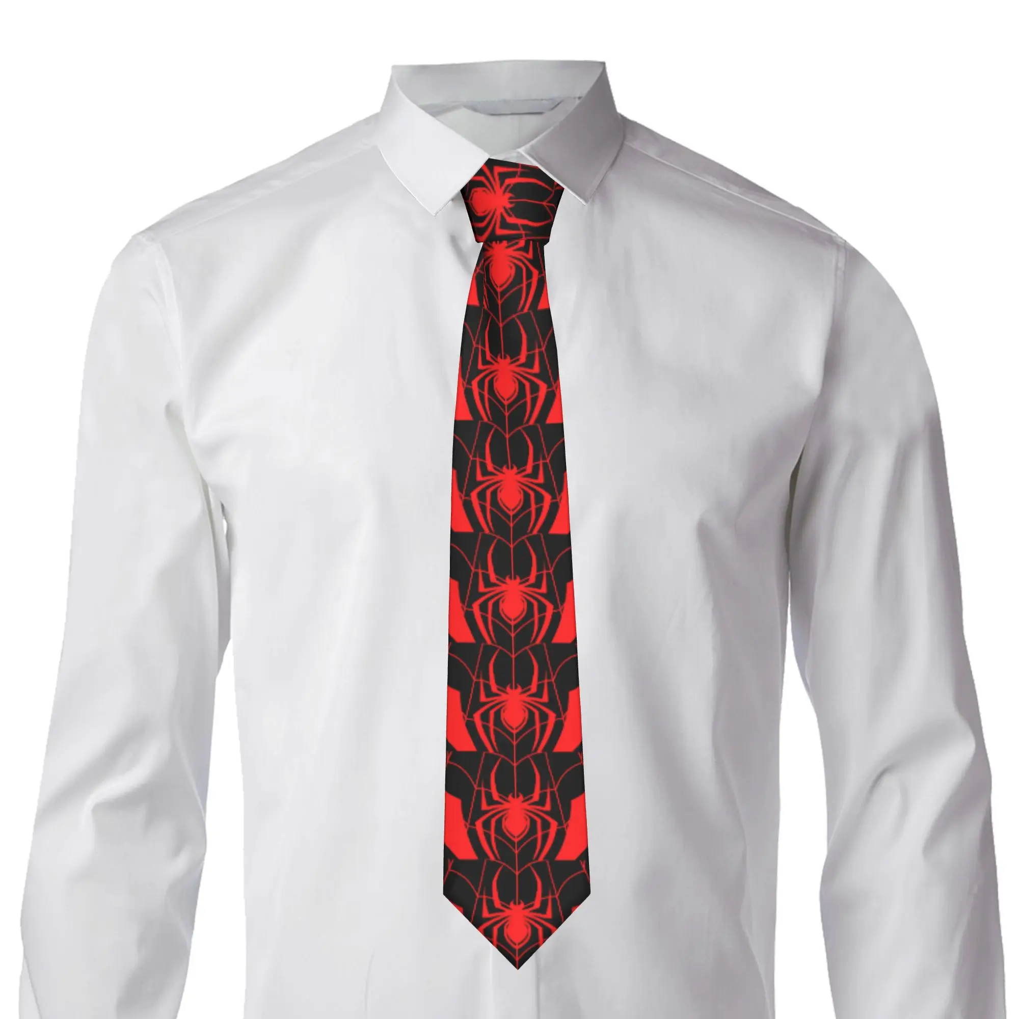 Formal Spider Cartoon Neck Tie for Office Custom Men Spider Web Cute Little Animal Neckties