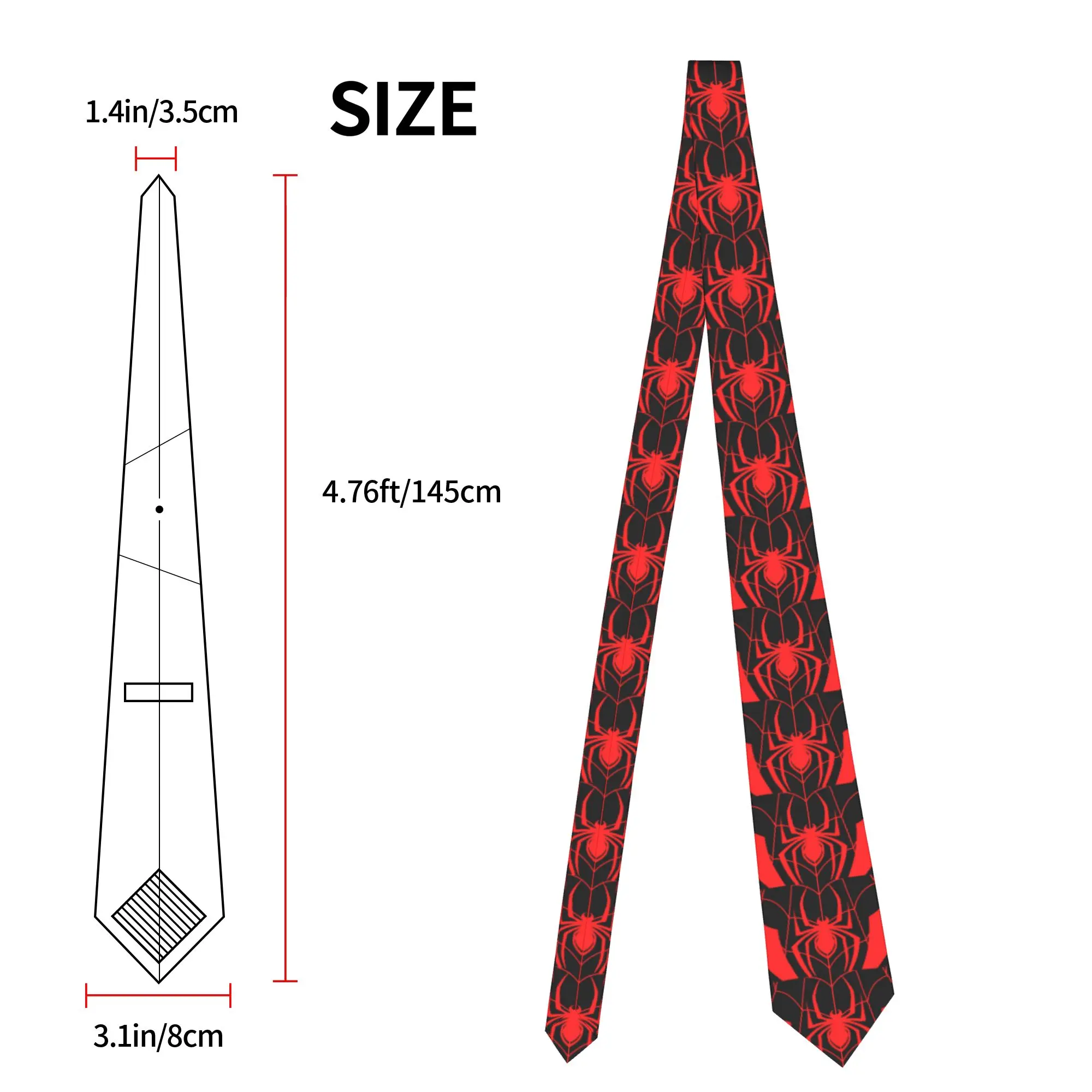 Formal Spider Cartoon Neck Tie for Office Custom Men Spider Web Cute Little Animal Neckties