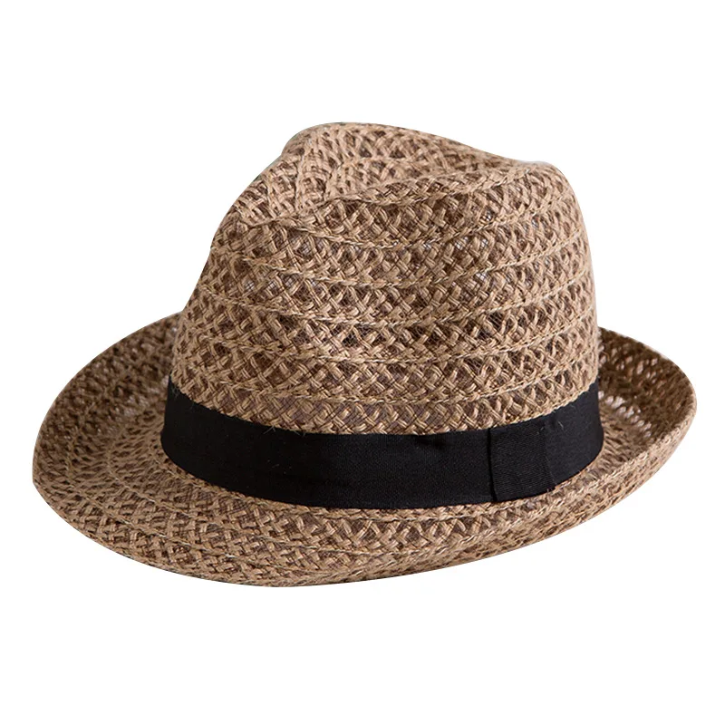 Blue and White Striped Straw Hat Summer Sun Protection Straw Hat Beach Vacation Decoration Fashionable Unisex Sun Protection Hat