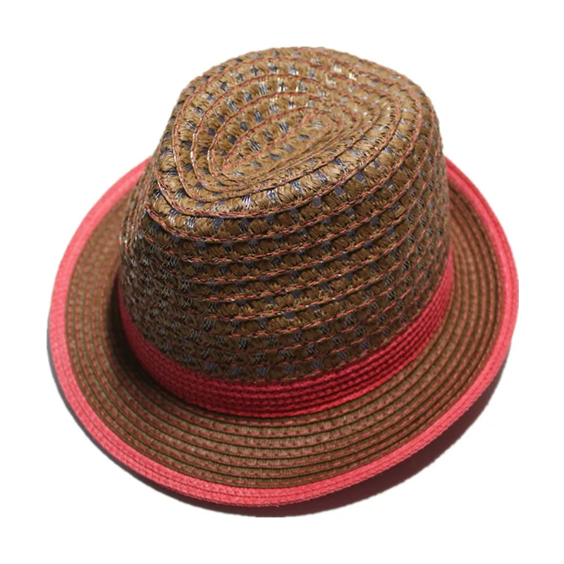 Blue and White Striped Straw Hat Summer Sun Protection Straw Hat Beach Vacation Decoration Fashionable Unisex Sun Protection Hat