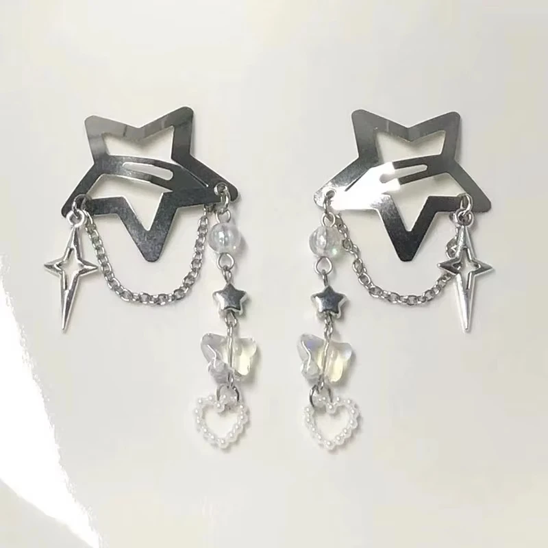 2pcs Handmade Star Hairpin Fairy Tale Core Y2K Butterfly Hairpin
